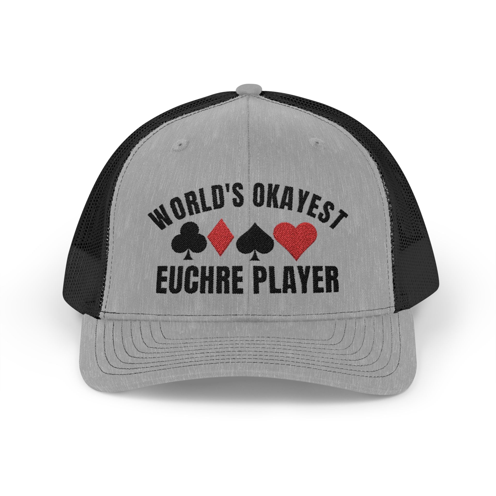 Worlds Okayest Euchre Player Snapback Trucker Cap