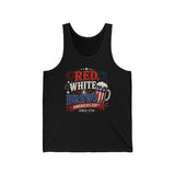 Beer Mug Red White Brews 250th Anniversary Patriotic Basic T-Shirt - Unisex