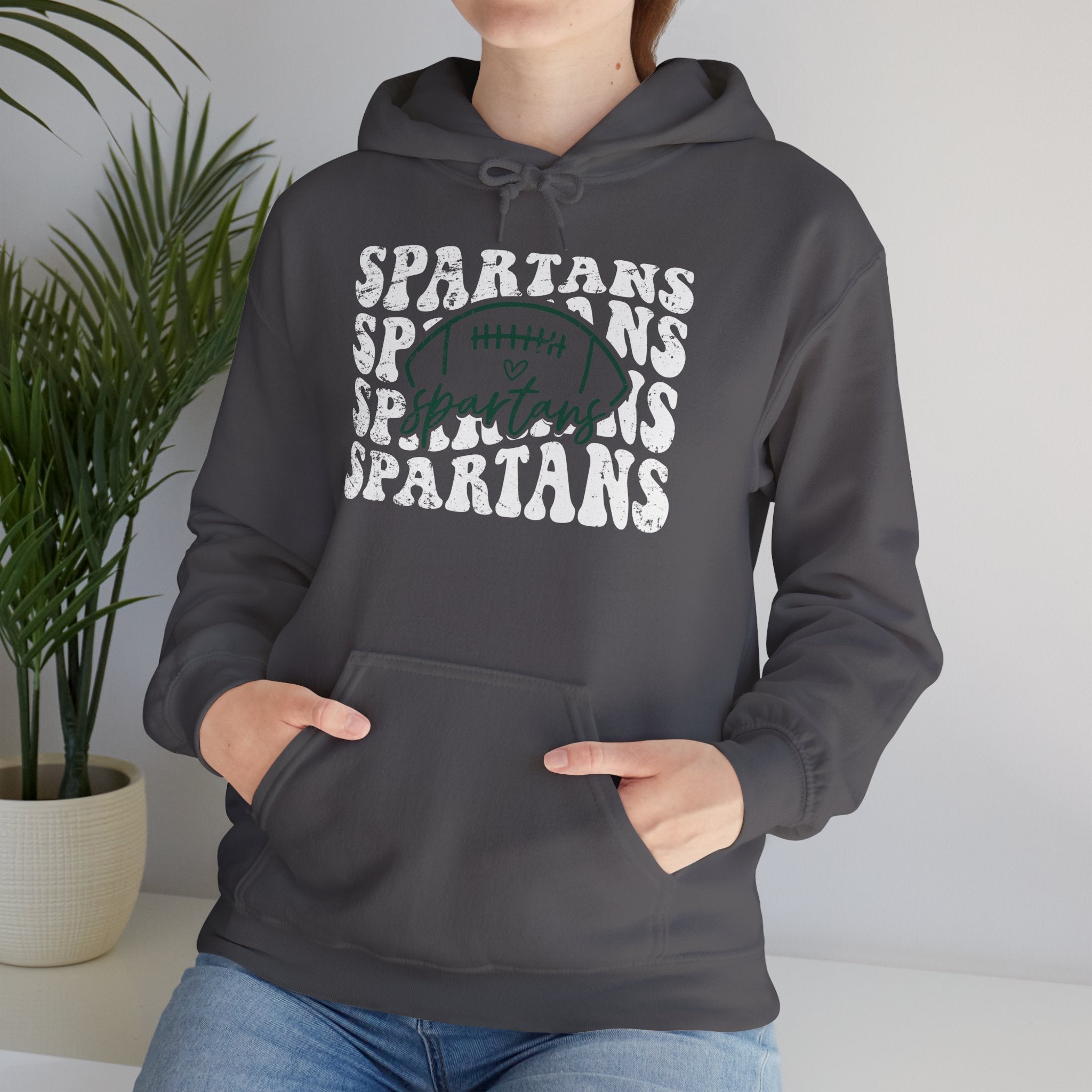 Spartans Football White & Green Hoodie - Unisex