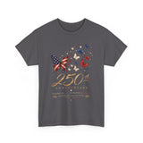 Floral Flag Map 250th Anniversary Watercolor Patriotic USA 250 Basic T-Shirt - Unisex