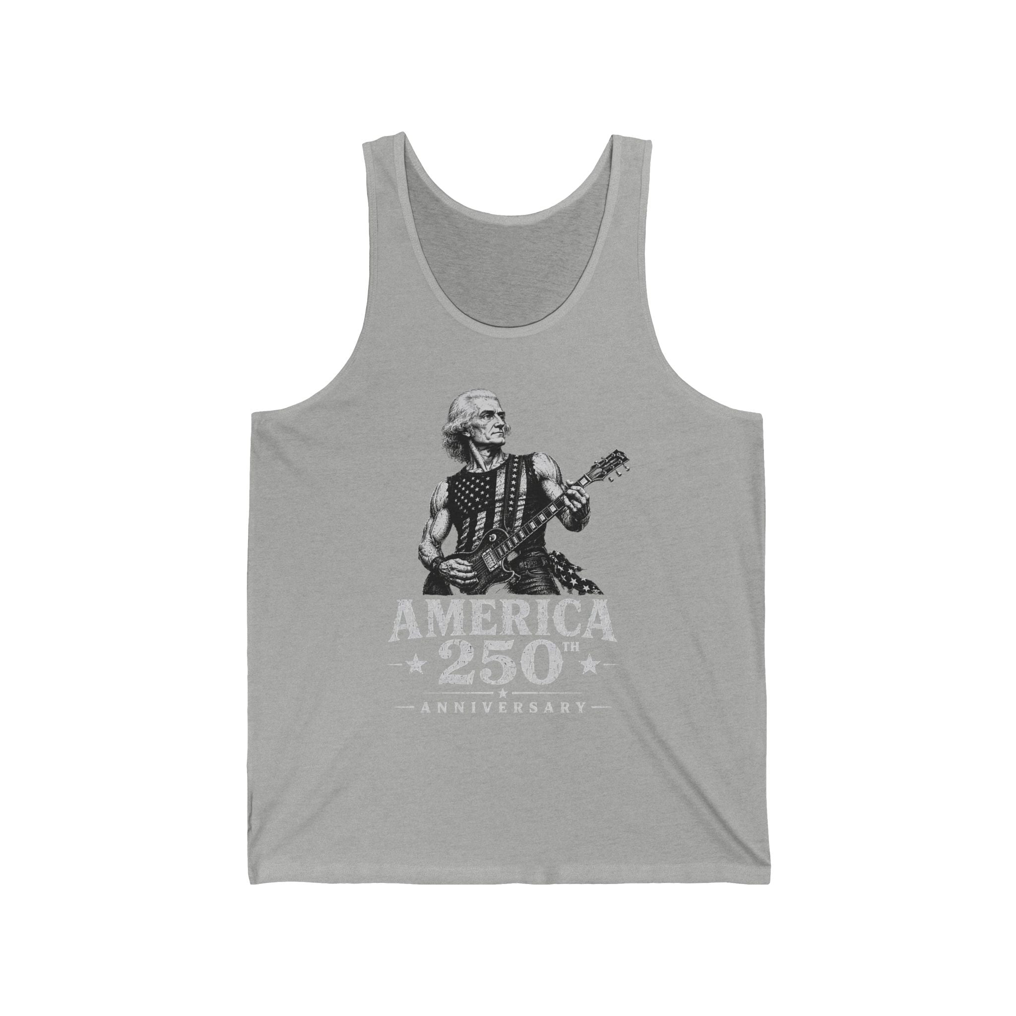 Rock Guitar Soldier America 250 Distressed Patriotic Grunge Basic T-Shirt - Unisex