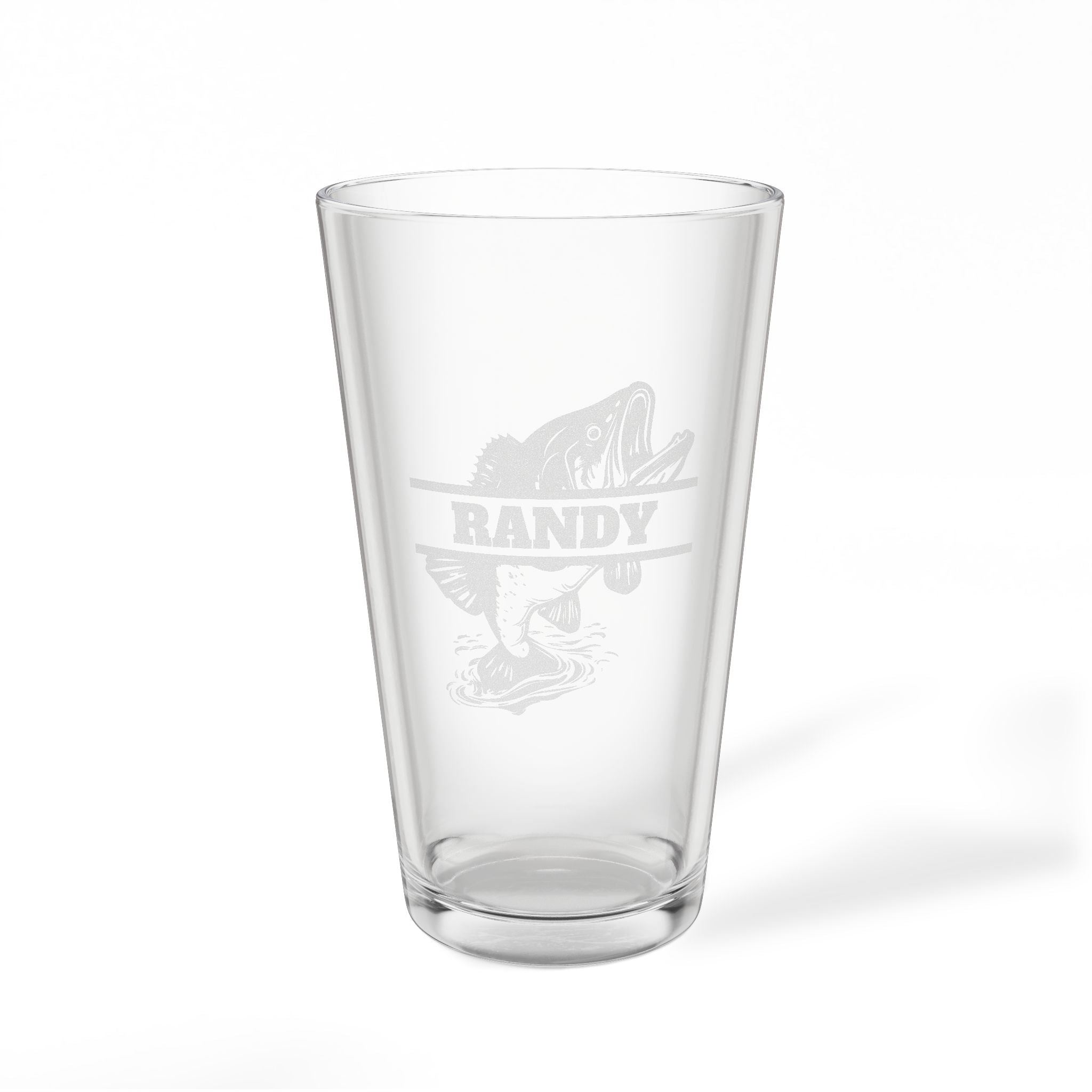 Bass Fish Name Personalized Engraved 16oz Pint Mixing Glass