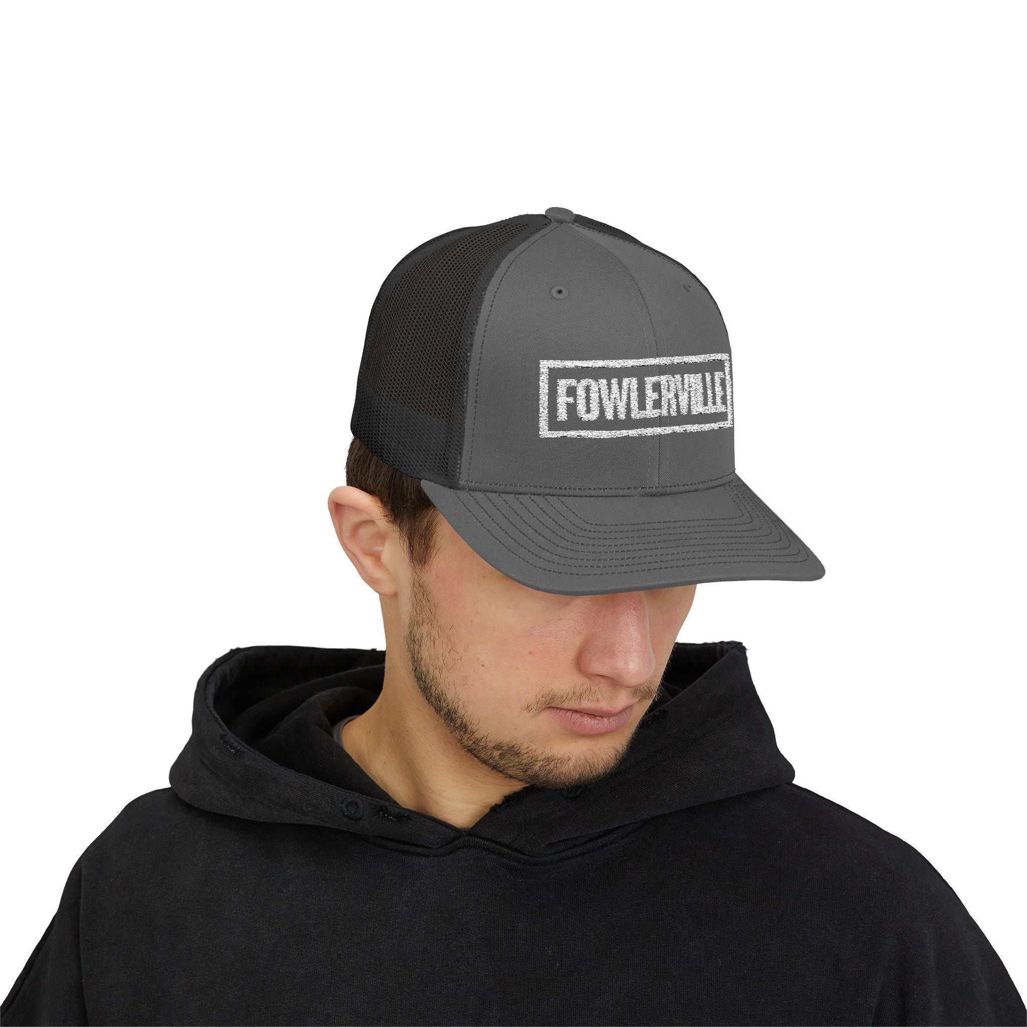 Fowlerville Bold & Square White Embroidery Trucker Cap
