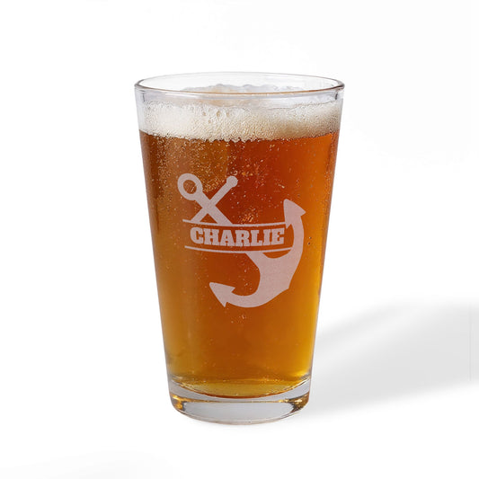 Anchor Name Personalized Engraved 16oz Pint Mixing Glass