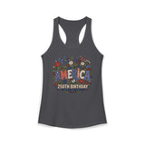 Floral America Birthday 250th Anniversary Patriotic Americana Basic Racerback Tank Top - Women's