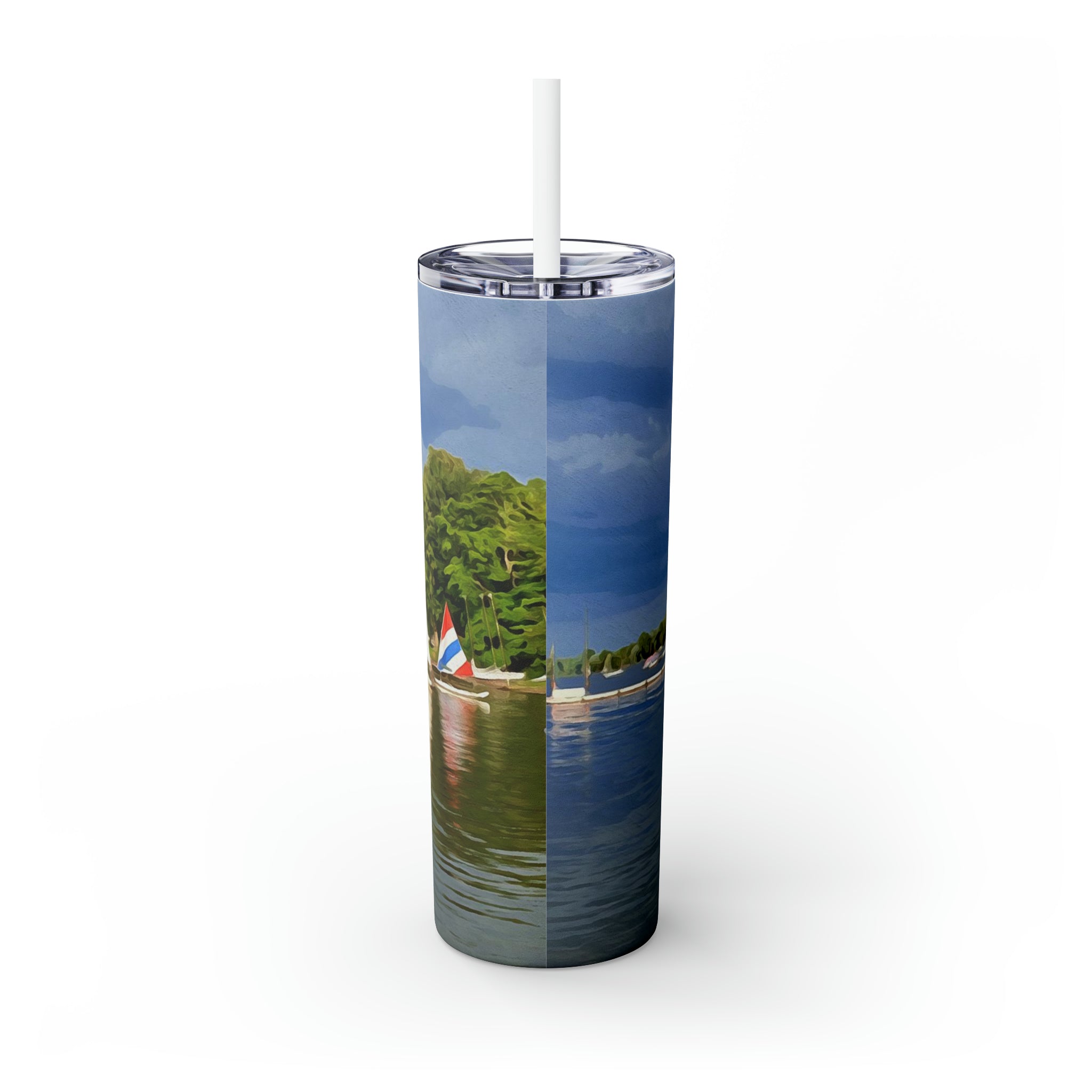 HRCL Sailboat Personalized Skinny Steel Tumbler with Straw, 20oz