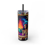 The Emotional Dumpster Fire 2 Skinny Steel Tumbler with Straw, 20oz