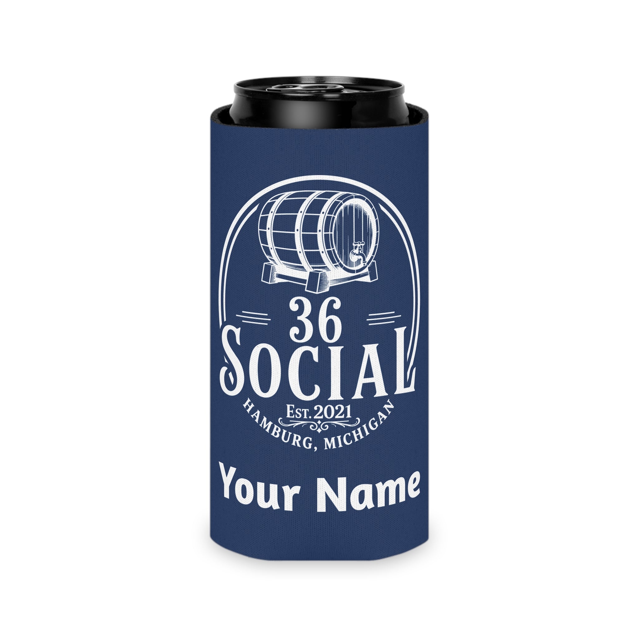 36 Social Logo 2 SL Can Cooler - Skinny - Dark Blue (Amaranth)