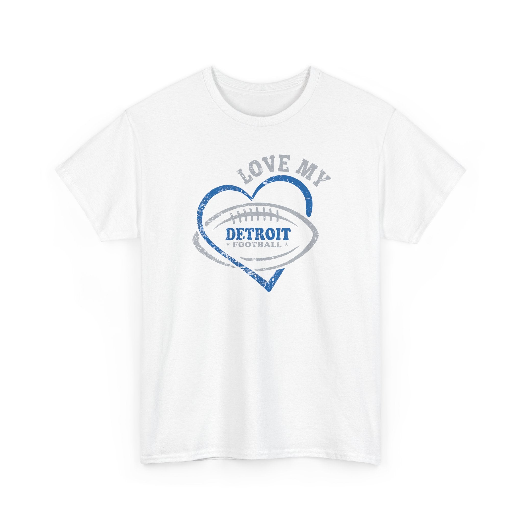 Love Detroit Football Blue & Gray Basic T-Shirt - Unisex