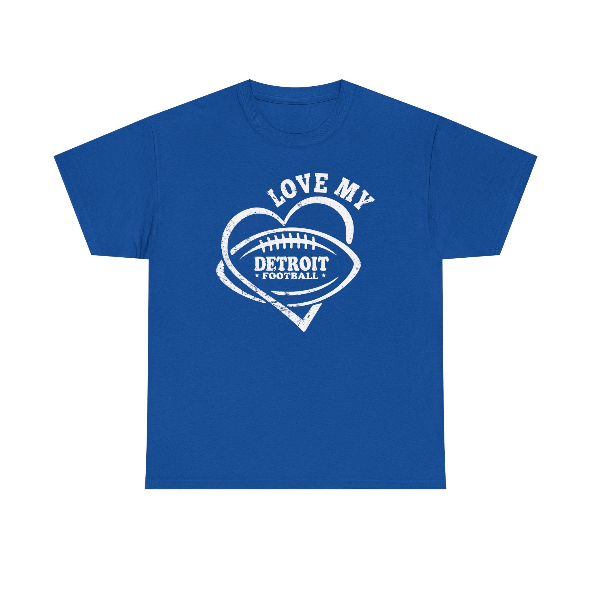 Love Detroit Football White Basic T-Shirt - Unisex