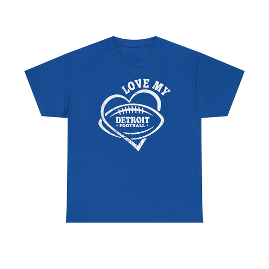 Love Detroit Football White Basic T-Shirt - Unisex
