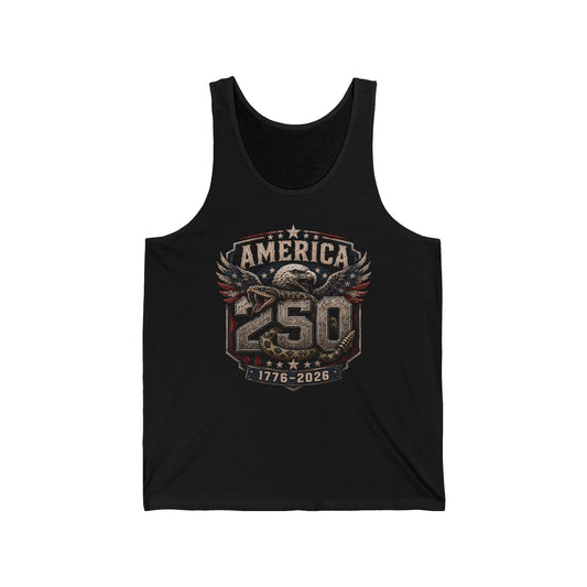 Eagle Emblem America 250 1776 2026 Distressed Patriotic Basic Tank Top - Unisex - Unisex