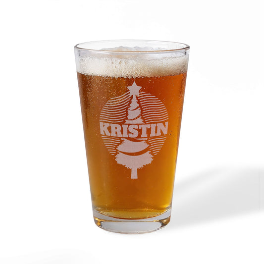 Christmas Tree Name Personalized Engraved 16oz Pint Mixing Glass