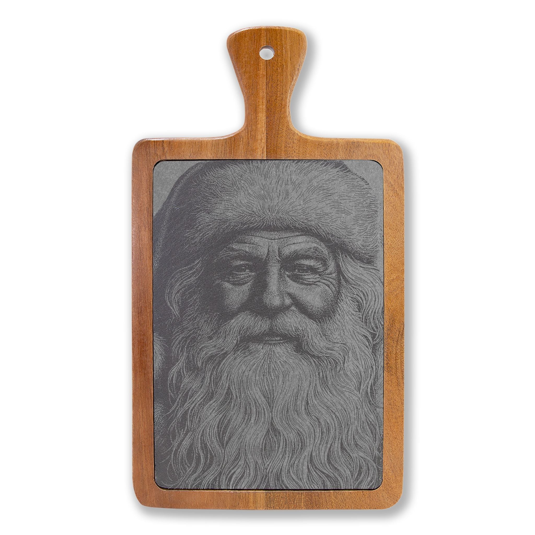 Santa Portrait Engraved Slate Charcuterie Board with Handle