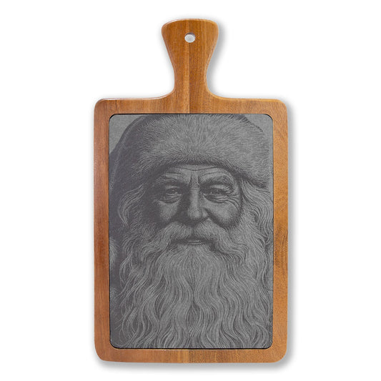 Santa Portrait Engraved Slate Charcuterie Board with Handle