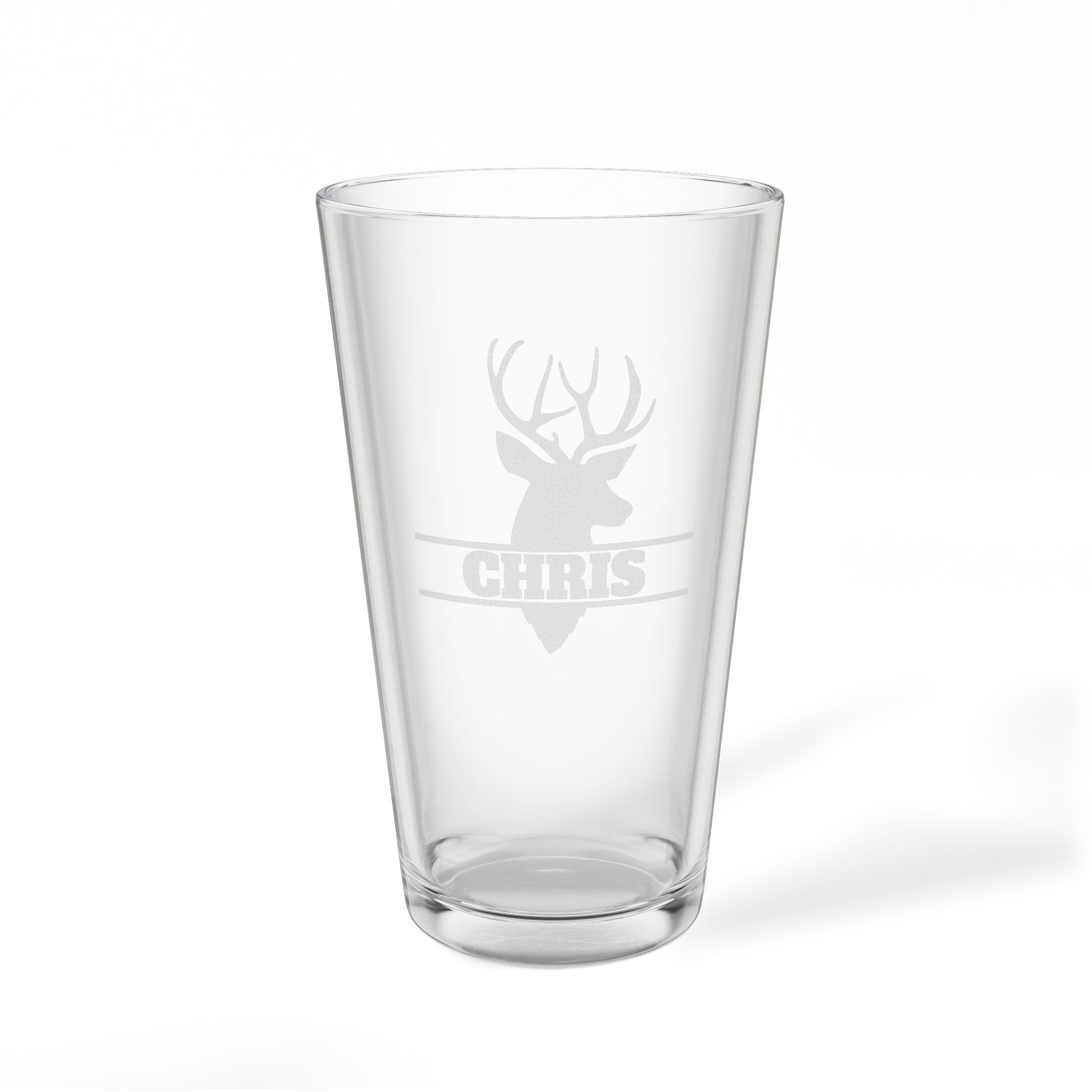 Deer Silhouette Name Personalized Engraved 16oz Pint Mixing Glass