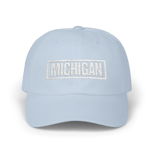 Michigan Bold & Square White Embroidery Dad Cap