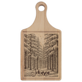 Winter Wonderland Forest Personalized Engraved Wooden Cutting Board Paddle w Handle