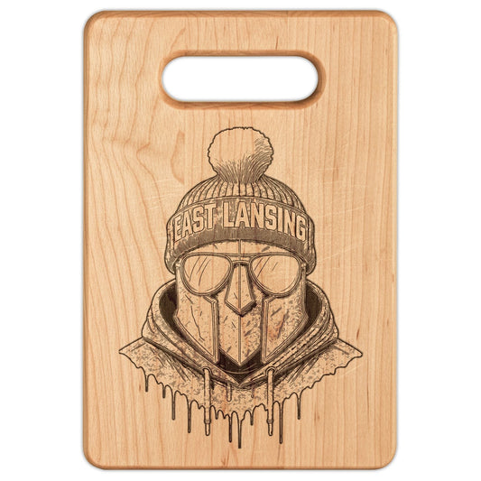 Michigan Winter Warrior Engraved Wooden Cutting Board Rectangle Handle