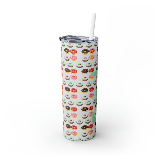 Donuts Personalized Skinny Steel Tumbler with Straw, 20oz