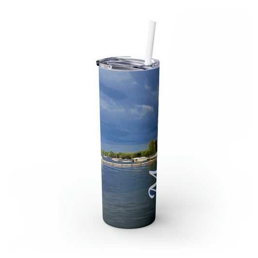 HRCL Sailboat Personalized Skinny Steel Tumbler with Straw, 20oz