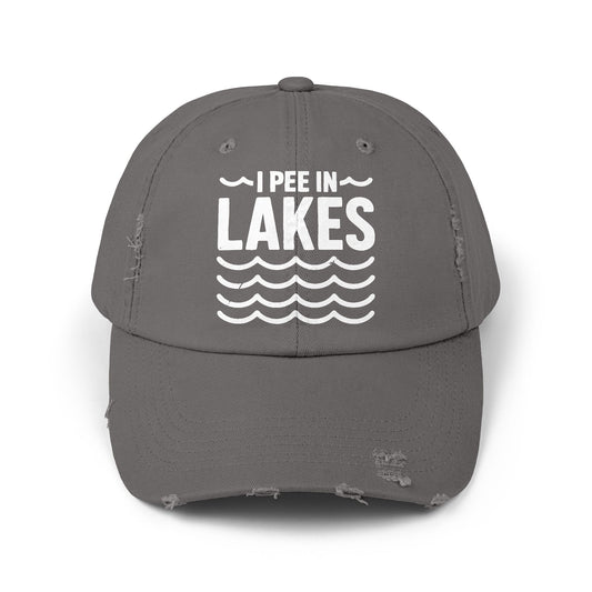 Distressed Cap - I Pee In Lakes White