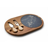 Huron River Chain of Lakes Engraved Charcuterie Board with Slate Insert & Cheese Knives