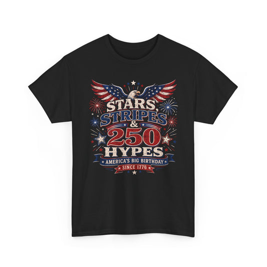 Stars Stripes Hypes 250th Anniversary Retro Patriotic Basic T-Shirt - Unisex