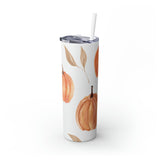 Pumpkin Pattern Skinny Steel Tumbler with Straw, 20oz