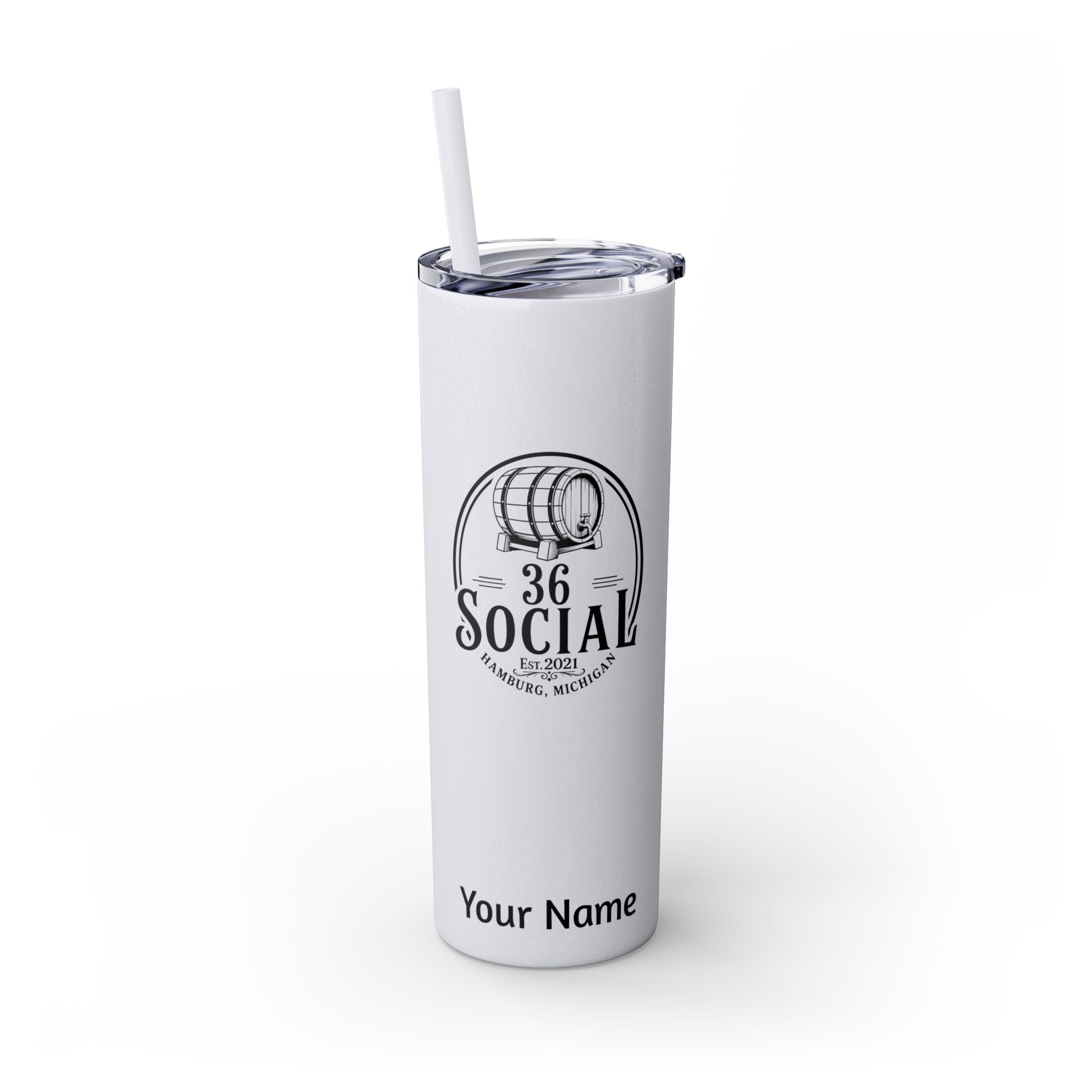 Skinny Steel Tumbler with Straw - 20oz - 36 Social