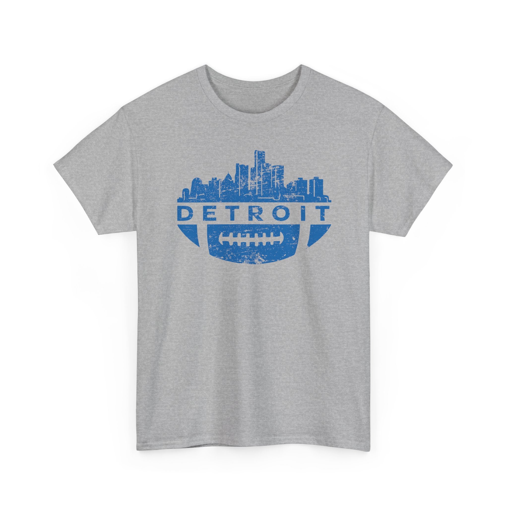 Detroit Football Skyline Blue Basic T-Shirt - Unisex