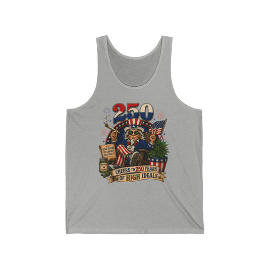Funny Uncle Sam Weed 250th Anniversary Patriotic Basic Tank Top - Unisex
