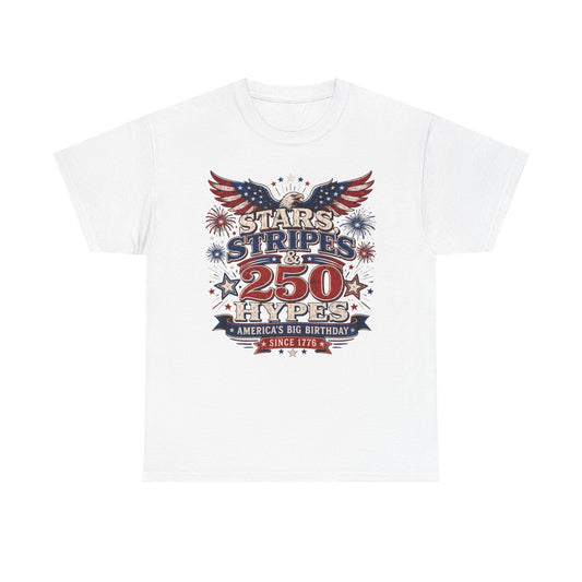 Stars Stripes Hypes 250th Anniversary Retro Patriotic Basic T-Shirt - Unisex