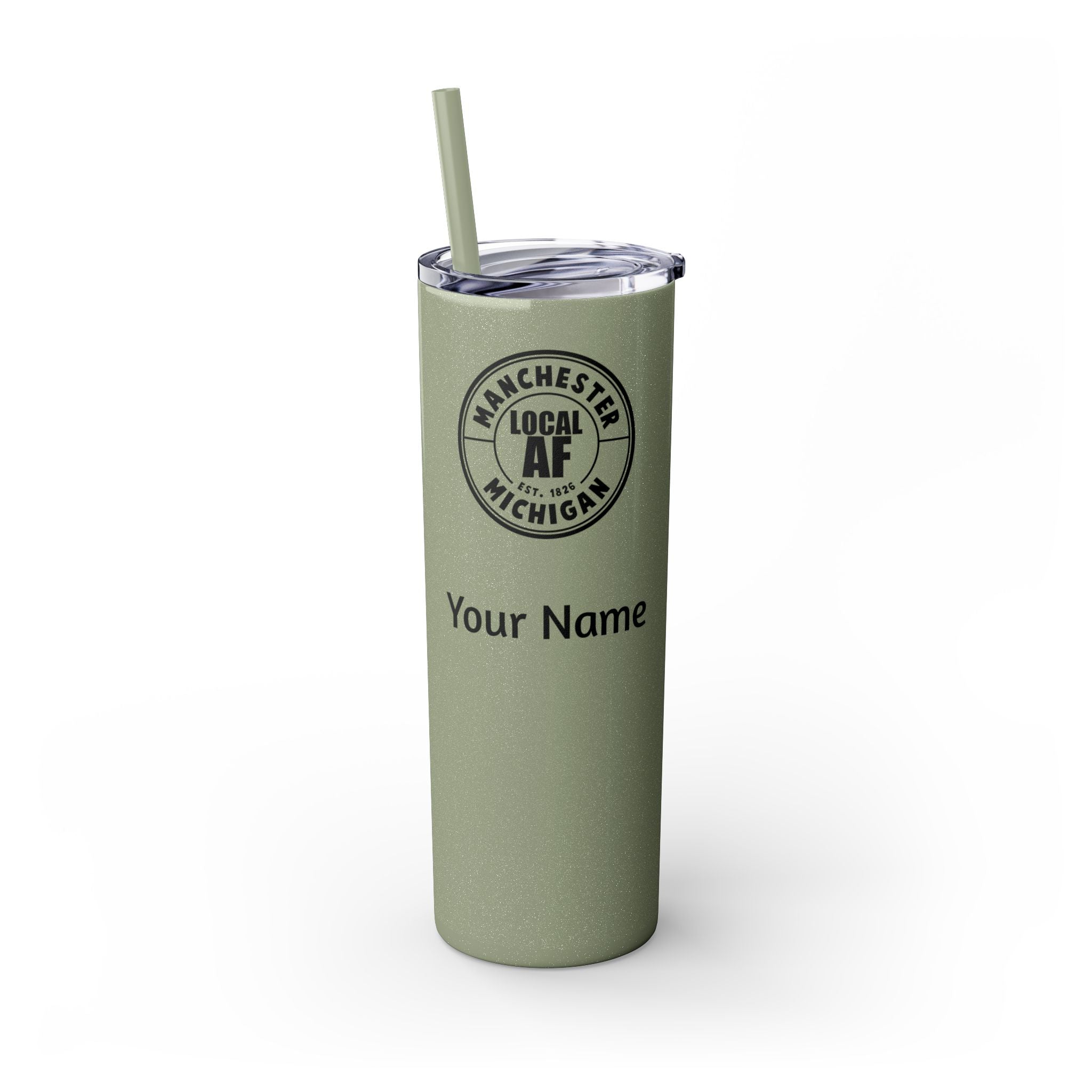 Manchester Local AF Skinny Steel Tumbler with Straw - 20oz