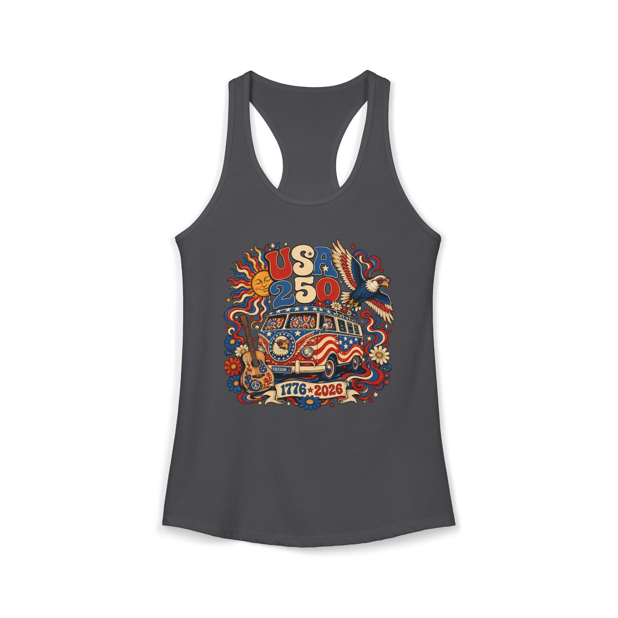 Hippie Van USA 250 1776 2026 Retro Patriotic Basic Racerback Tank Top - Women's