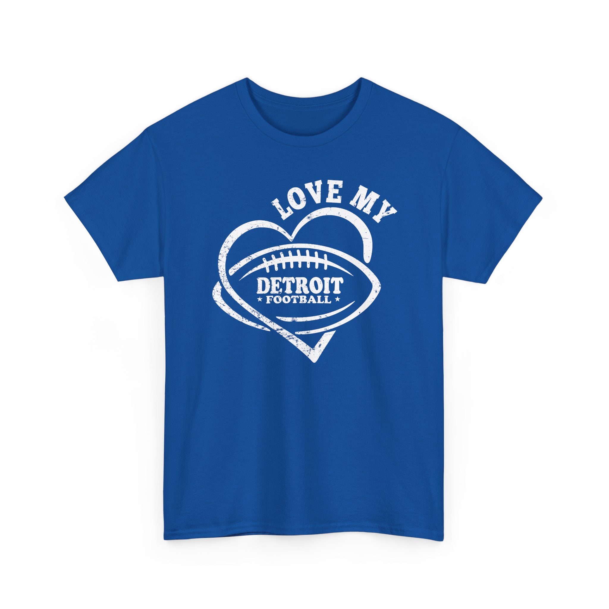 Love Detroit Football White Basic T-Shirt - Unisex