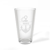 Anchor Chain Name Personalized Engraved 16oz Pint Mixing Glass