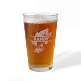 Bass Fish Name Personalized Engraved 16oz Pint Mixing Glass