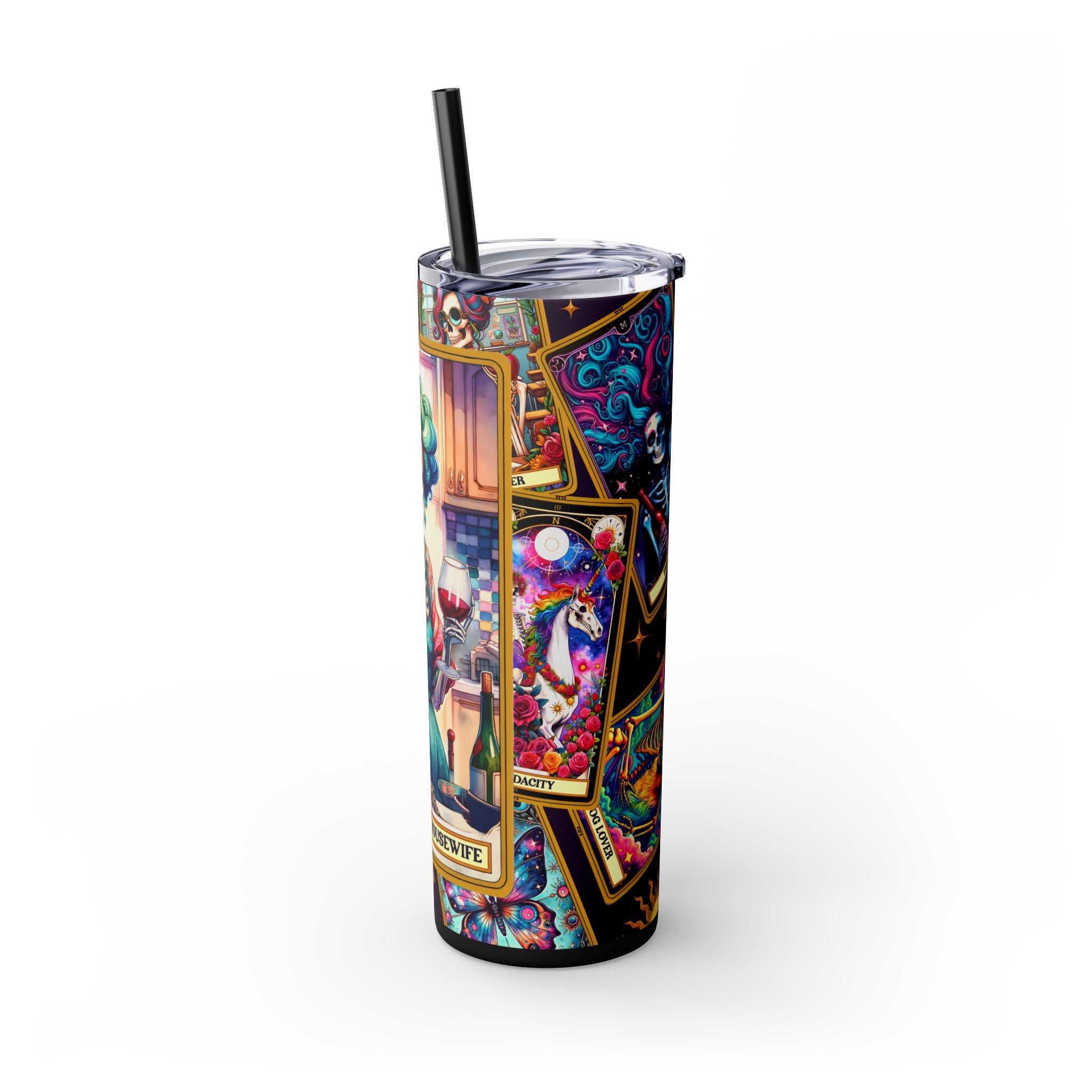 The Drunk Housewife 1 Skinny Steel Tumbler with Straw, 20oz