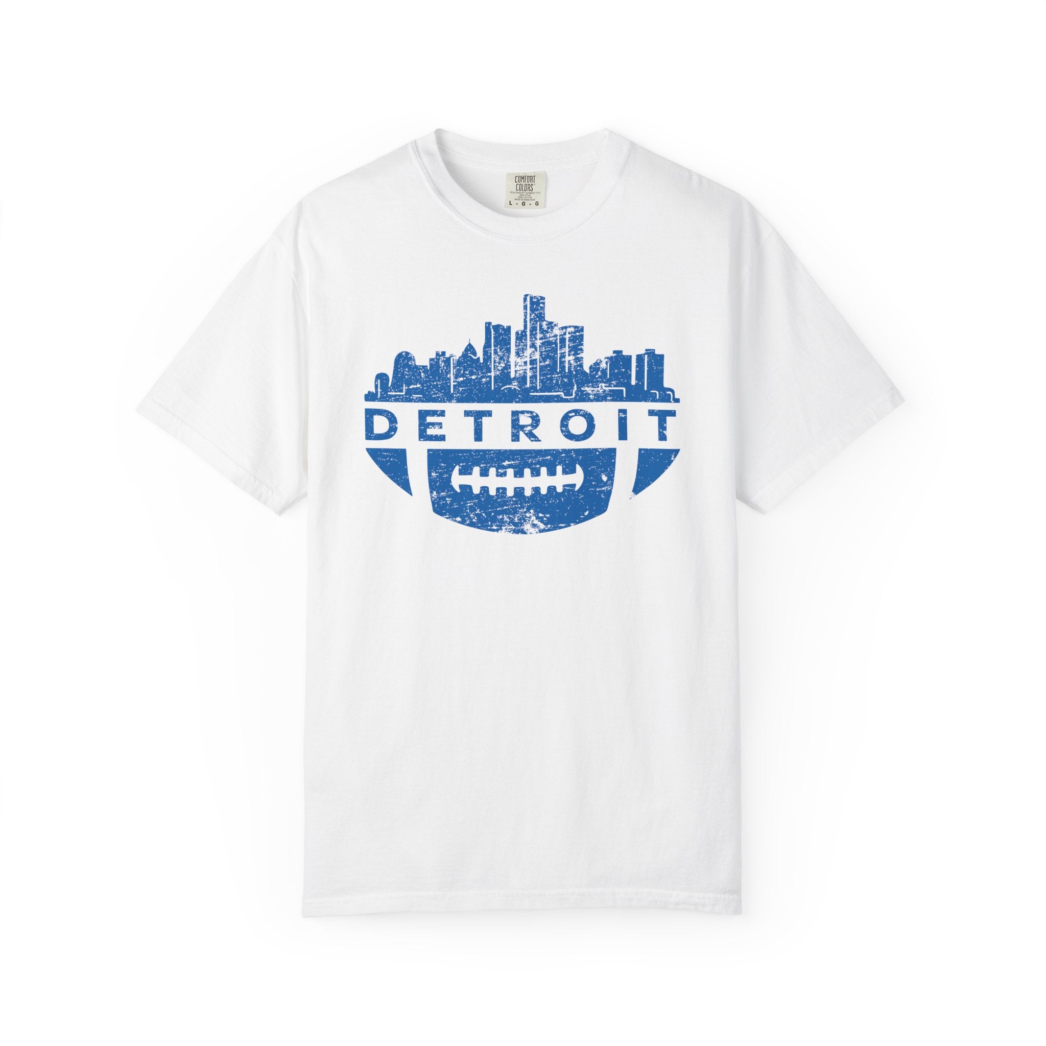 Detroit Football Skyline Blue Premium T-Shirt - Unisex