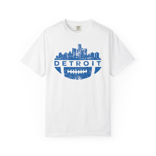 Detroit Football Skyline Blue Premium T-Shirt - Unisex