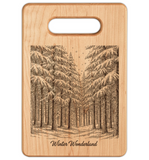 Winter Wonderland Forest Engraved Wooden Cutting Board Rectangle Handle