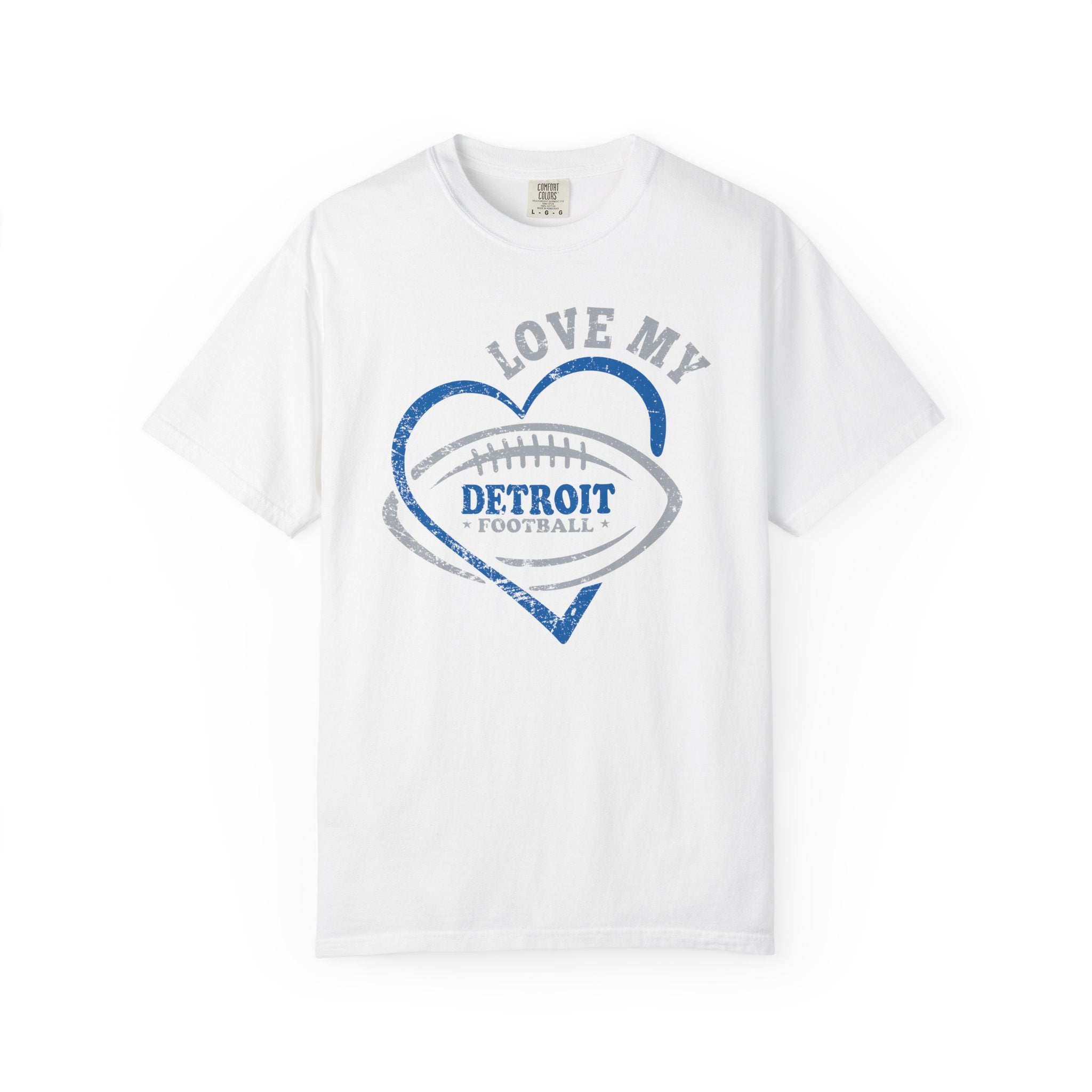 Love Detroit Football Blue & Gray Premium T-Shirt - Unisex