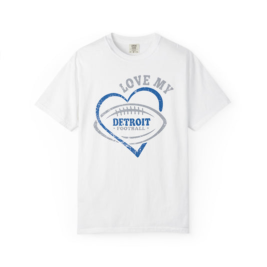 Love Detroit Football Blue & Gray Premium T-Shirt - Unisex