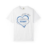Love Detroit Football Blue & Gray Premium T-Shirt - Unisex