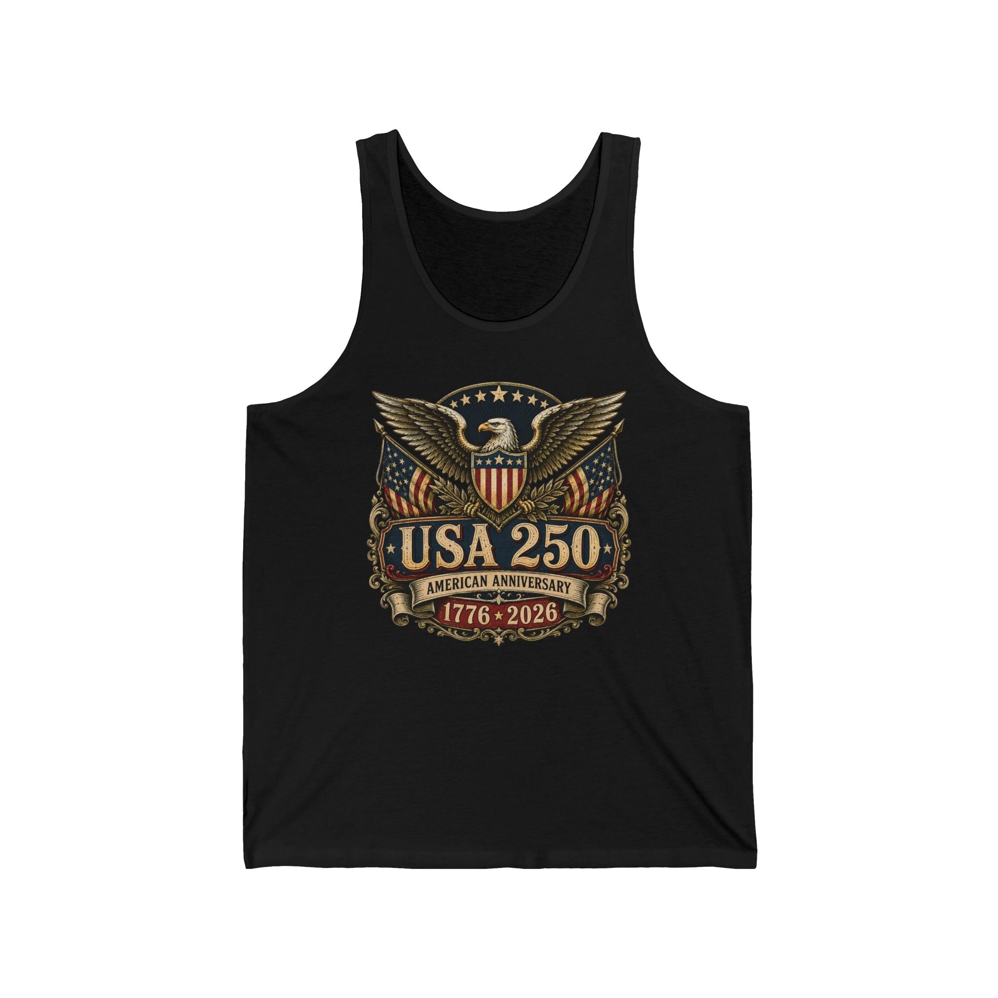 Ornate Eagle Shield USA 250 Anniversary Vintage Americana Basic T-Shirt - Unisex