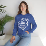 Love Detroit Football White Crewneck Sweatshirt - Unisex