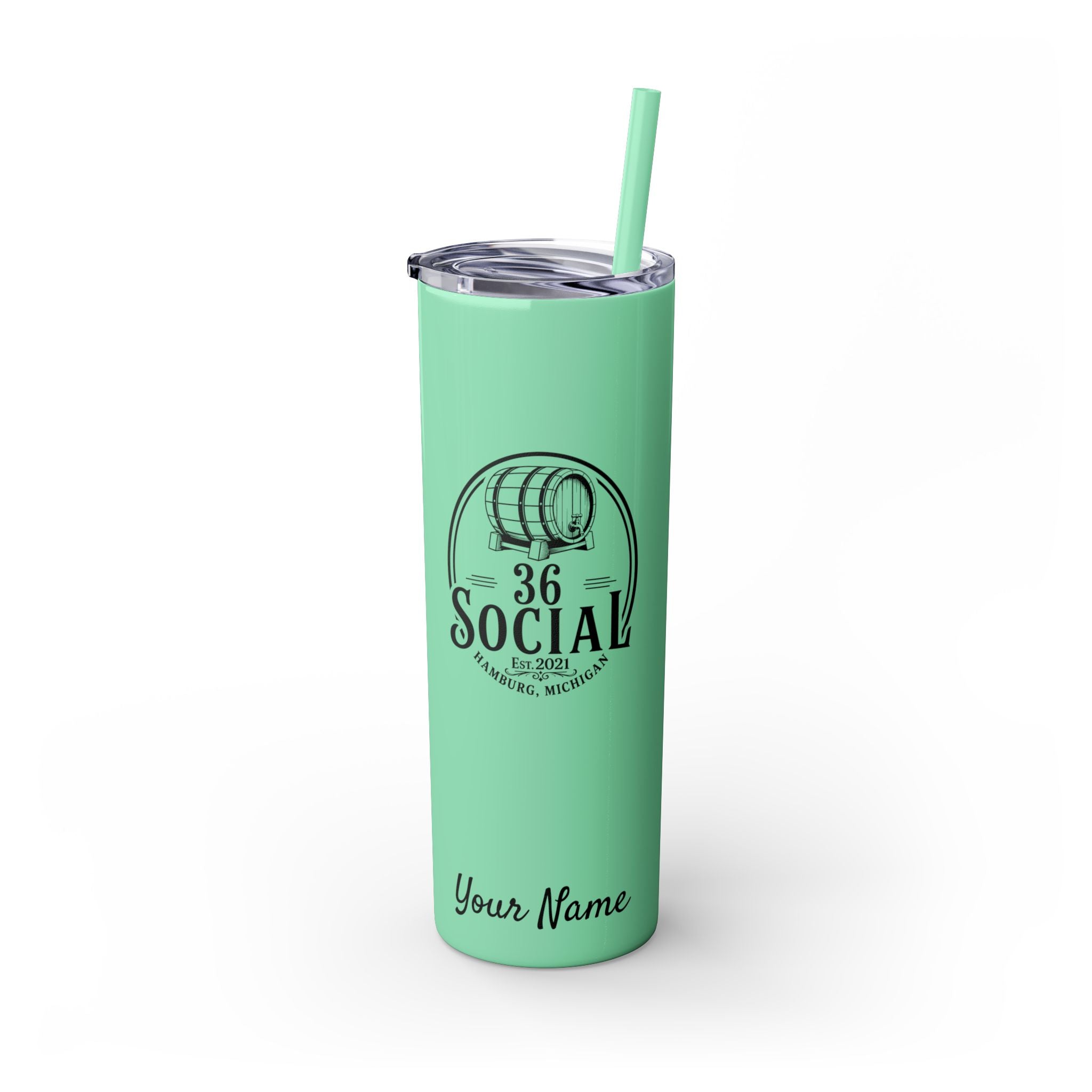 Skinny Steel Tumbler with Straw - 20oz - 36 Social