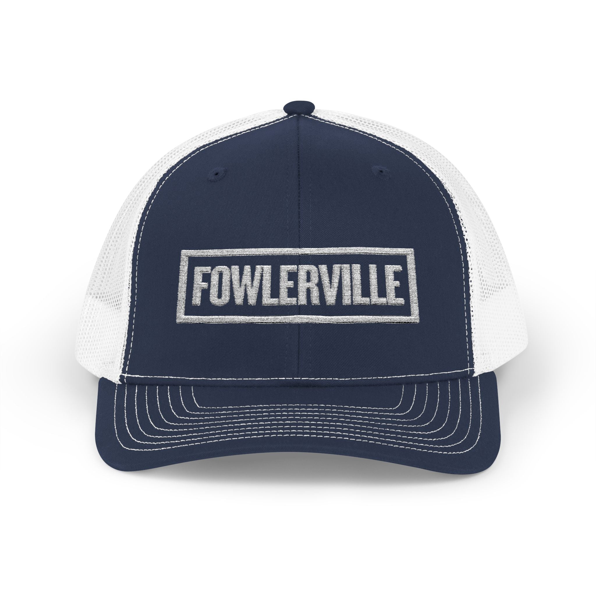 Fowlerville Bold & Square White Embroidery Trucker Cap