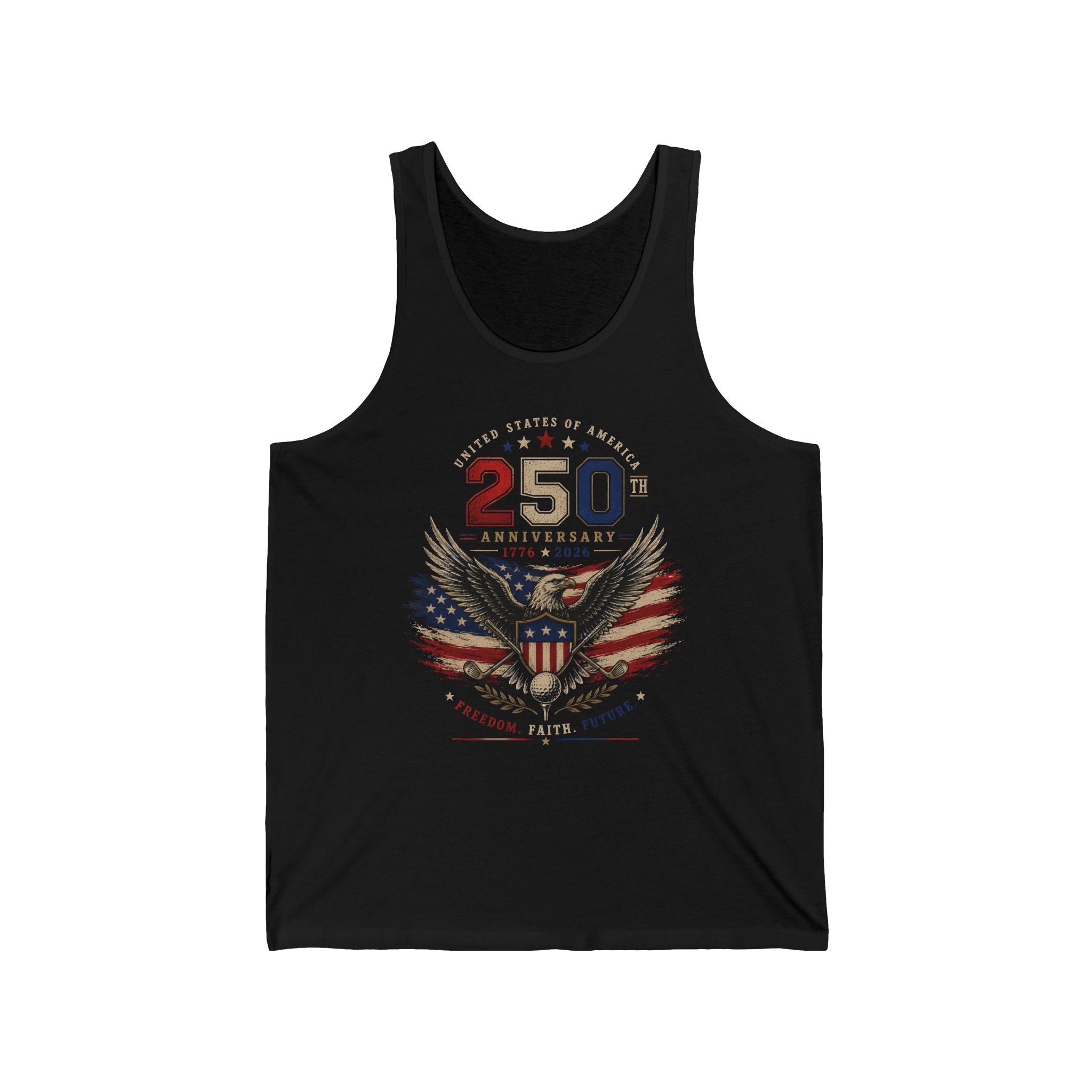 Eagle Wings Shield 250th Anniversary Distressed Patriotic Americana Basic Tank Top - Unisex